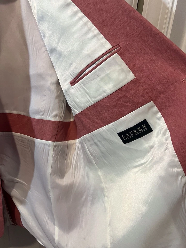 Jaqueta Blazer Lauren Ralph Lauren Masculina 100% Linho Salmão Tamanho 48R - Imagem 4 de 4