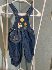 Vintage SUPER KID Denim Overalls 12M, Made in Thailand, Embroidered Bears, Purse