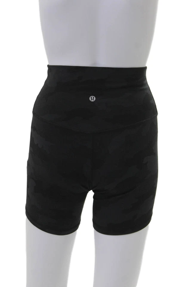 Pantalones Cortos de Motociclista Lululemon Unisex Negros Camuflados Nylon Talla 6 Foto 3 de 4