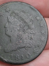 1810 Classic Head Large Cent One Penny- Fine/VF Details