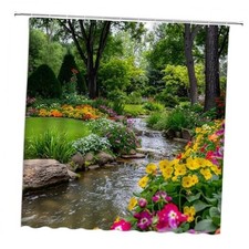 Garden Landscape Shower Curtain,Tree Forest 70"W x 70"L Pack of 1 Green