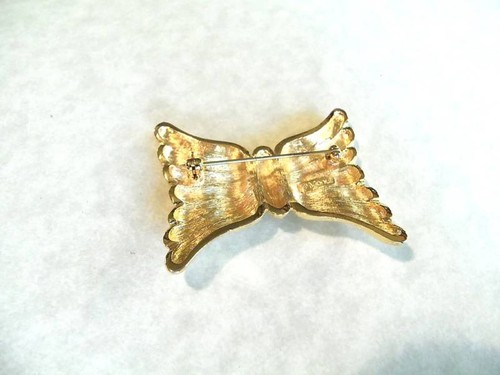 MONET BRUSHED CHIC GOLD PLATED VINTAGE BOW BROOCH GORGEOUS ESTATE JEWELRY - Picture 6 of 7