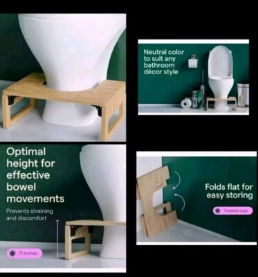 Nataka Squatty Potty for Adults and Kids, Bamboo Potty Stool, 7 inches Foldable