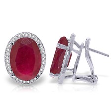 14K Solid Gold French Clip Earrings with Diamonds & Rubies – Classic Gemstone