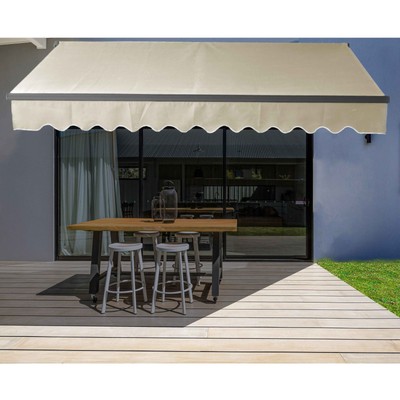ALEKO Motorized Black Frame Retractable Home Patio Canopy Awning 13'x10' Ivory