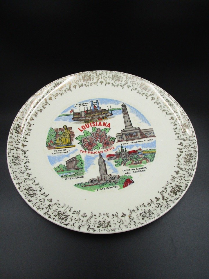 Louisiana Plate, ceramic plate, Vintage Louisiana plate, Landmark plate