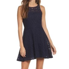 BB Dakota Renley Lace Blue skater dress Small.