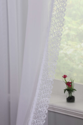 1 Paar Tiffany Macramé 3'' Bleistift Plissee Header Voile Panel Set Tiebacks Inc