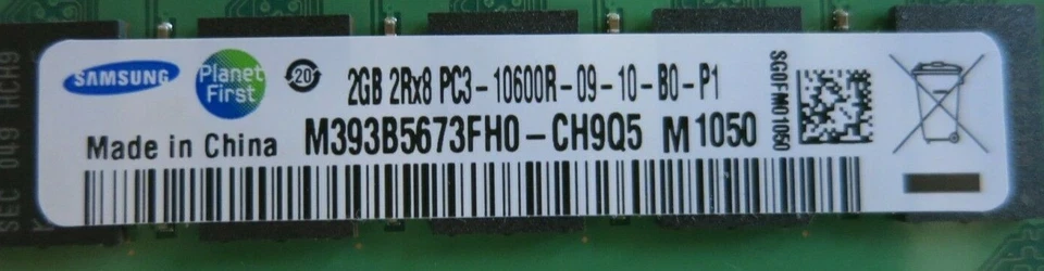2 x HP Samsung M393B5673FH0-CH9Q5 500202-061 2GB PC3-10600 DDR3 ECC CL9 240P RAM - Image 3 of 4