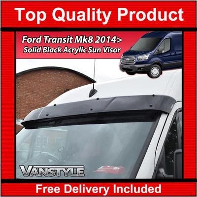 FITS FORD TRANSIT MK8 14+ BLACK DARK SUNVISOR SUN VISOR WIND DEFLECTOR TOURNEO