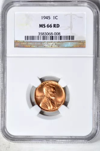 1945 1C Lincoln Wheat Cent NGC MS66RD