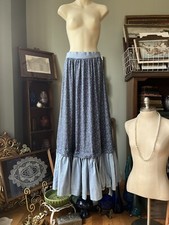 VTG PRAIRIE FLORAL COTTAGE SKIRT HOMEMADE RUFFLED HEM COTTAGECORE FARMHOUSE