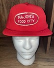 Vintage Major's Food City Trucker Hat Snapback Red Made in Taiwan R.O.C.