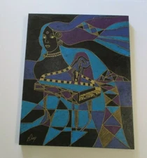 LARGE NEAL DOTY PAINTING  ART DECO WOMAN CUBIST CUBISM MODERNISM ABSTRACT RARE