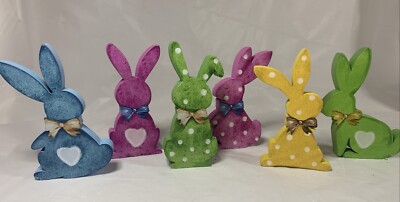Thinkday Adorable Colorful Easter Bunny Decorations 6 Pieces