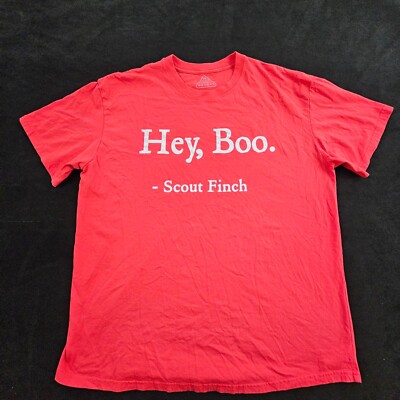 Hey Boo Scout Finch Red Short Sleeve Cotton T-Shirt Adult XL