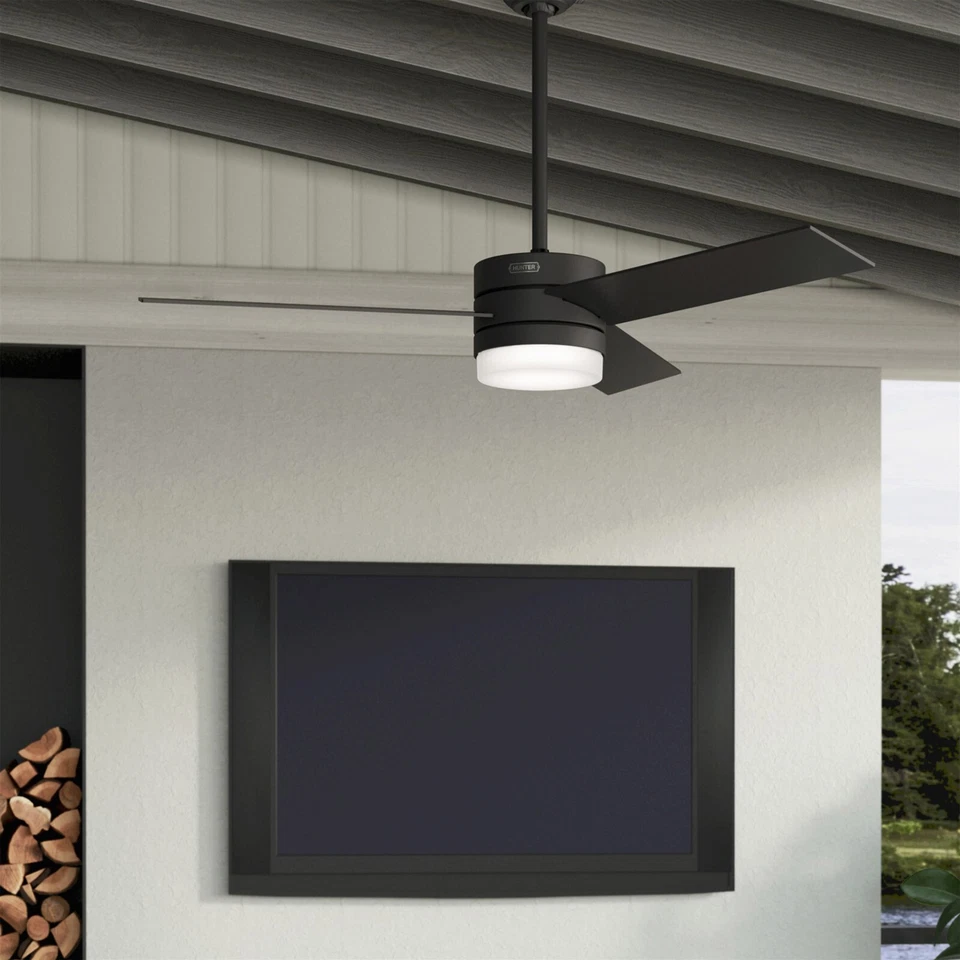 Hunter Fan 54 inch Casual Matte Black Ceiling Fan with Light and Remote Control - Image 2 of 4