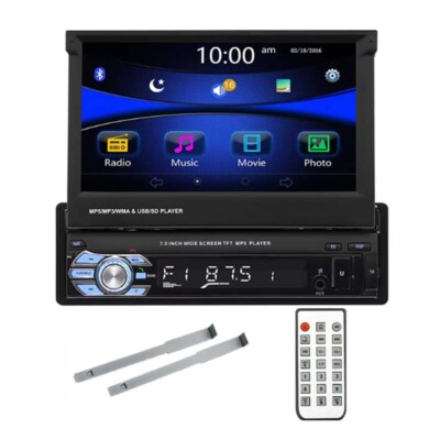 7'' Single 1 DIN Car Radio Stereo Flip out Touch Screen Bluetooth MP5 Player Unit