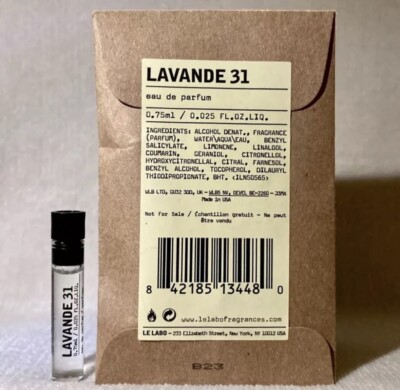 Le Labo Lavande 31 Eau de Parfum  Sample Vial .025oz, .75mL New in Pouch
