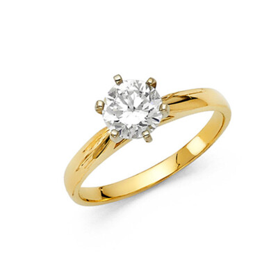 1.25 CT Round-Cut Peg Head Cathedral CZ Engagement Ring in 14K Yellow Gold