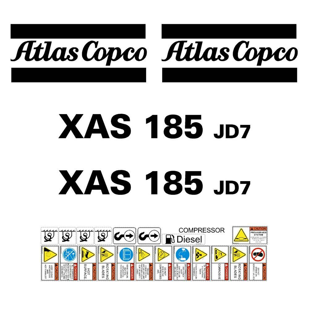 Atlas Copco XAS185 JD7 Decals - Repro Decal Sticker kit | eBay
