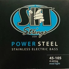 S.I.T. Power Steel Stainless Steel Bass Guitar Strings; long scale gauges 45-105