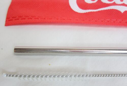 Coca-Cola Edelstahl Stroh Silikon Mundreinigungsbürste rote Tasche schwarze Krawatten - Bild 2 von 4