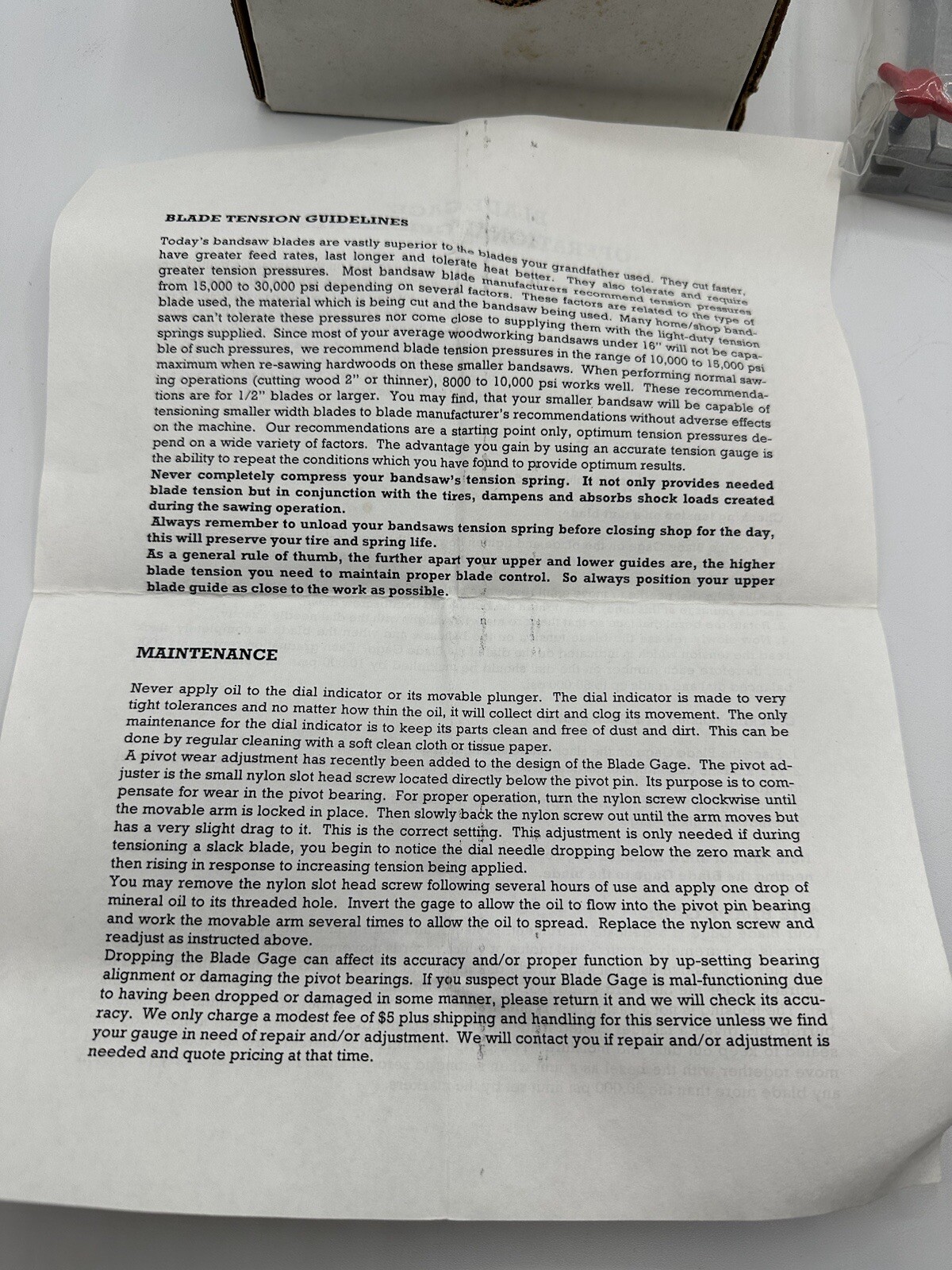 BANDSAW BLADE TENSION GAUGE/GAGE TENSION METER ITURRA DESIGN eBay