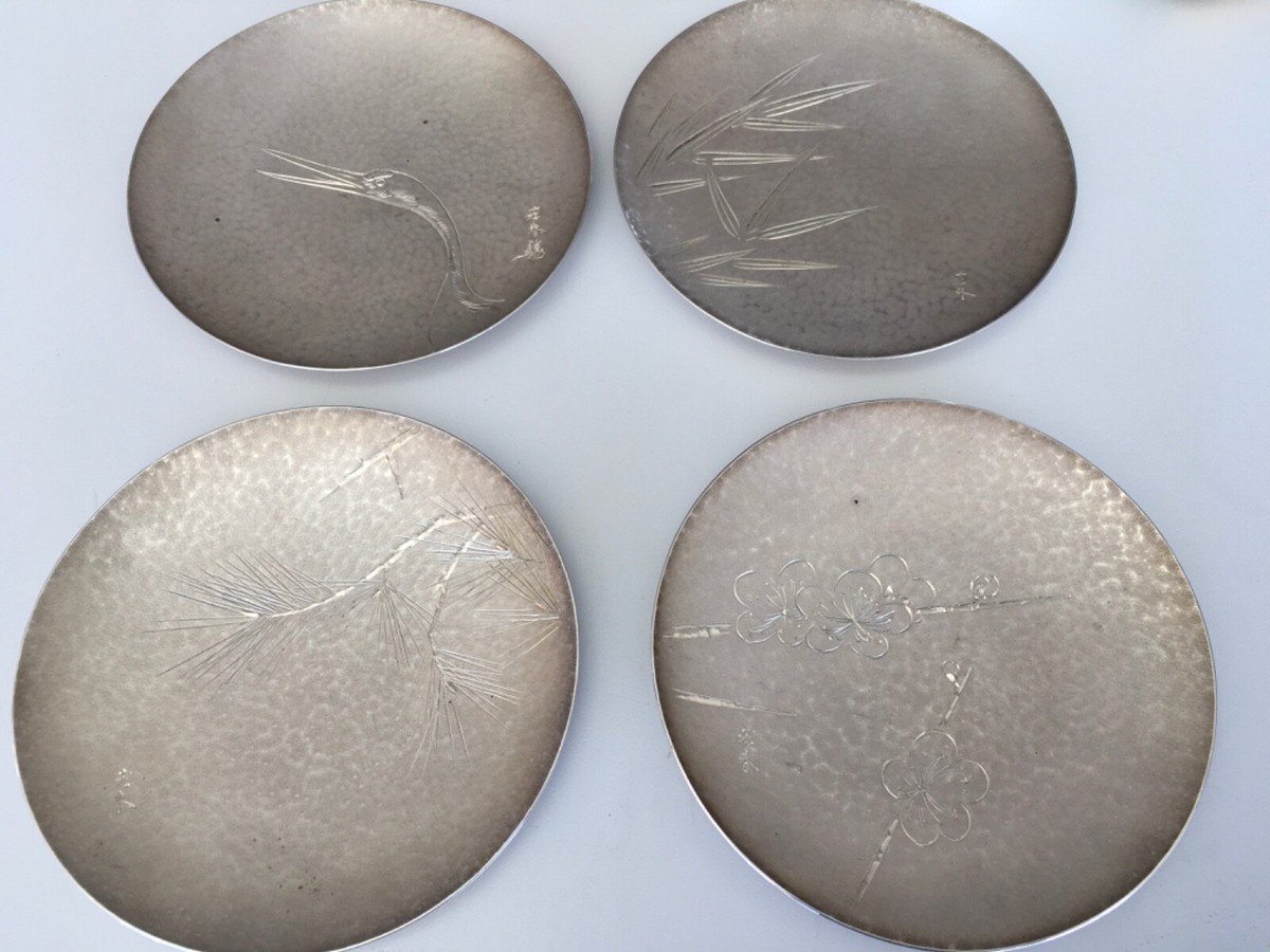 Japanese JUNGIN 1868-1912 Pure Silver Hand Hammered sterling