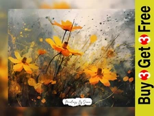 Golden Wildflowers In Bloom 5"x7 Print on Matte Paper | Vibrant Summer Floral