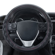 Black Carbon Fiber Sports Grip Leather Steering Wheel Cover By Motor Trend Black Carbon Fiber Sports Grip Leather Steering Wheel Cover By Motor Trend