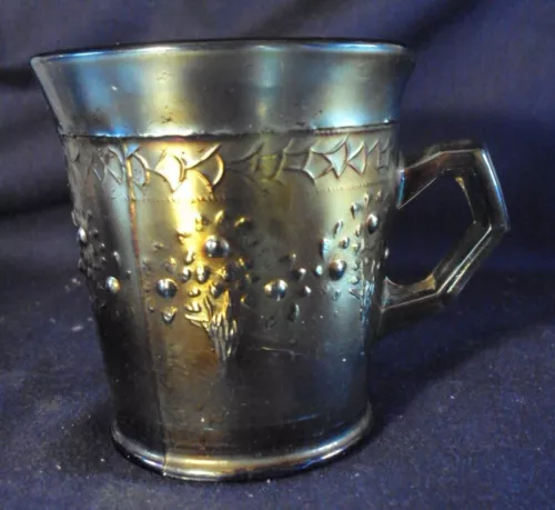 Fenton Orange Tree Mug cup blue irridescent carnival glass XC