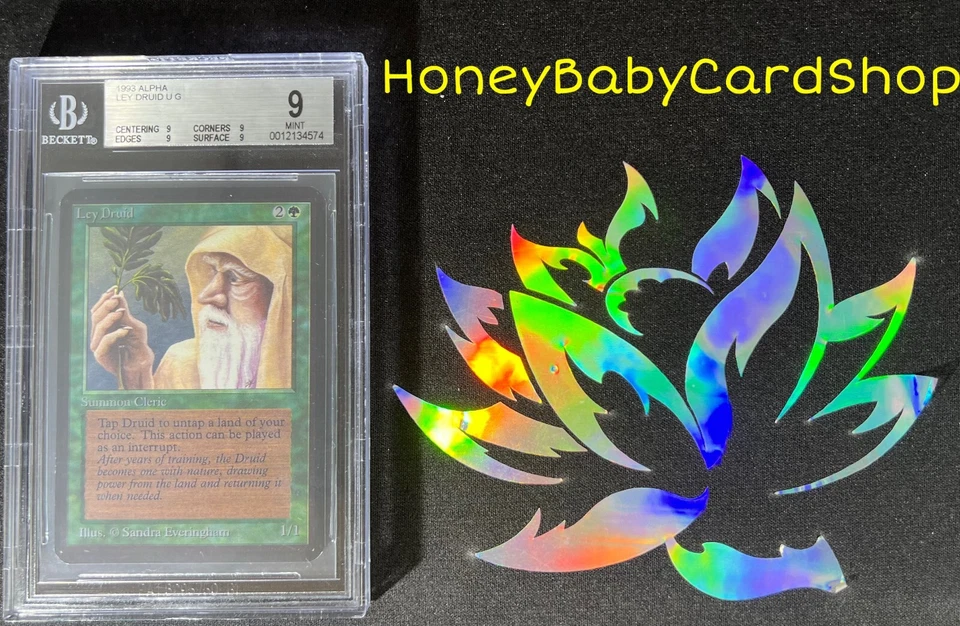 MTG Limited Edition Alpha 1993 Ley Druid BGS 9.0Q (Quad) MINT Old School 93/94 - Image 4 of 4