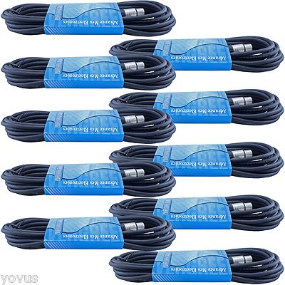 10 pack 20 ft foot feet 3pin XLR MALE TO FEMALE mic audio cables microphone cord