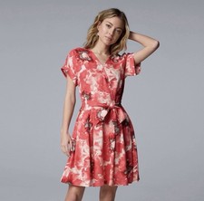 Simply Vera Wang Floral Faux Wrap Dress Cottage Boho Feminine XXL Garden Brunch