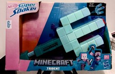Nerf Super Soaker Minecraft Trident Water Blaster Pull Back Plunger NEW
