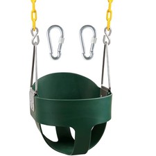 Small High Back Toddler Bucket Swing Seat w/ Coated Chains Heavy Duty Green