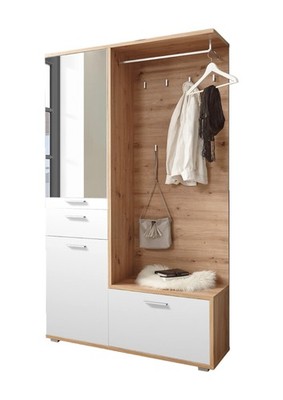 Kompaktgarderobe Garderobe ENTRY Artisan Eiche Nb. / weiß, (BxHxT) 117x198x38 cm