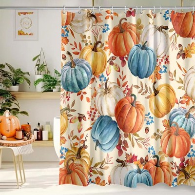 Fall Pumpkin Shower Curtain 72x72 Inch Autumn Maple Leaf Shower Curtains for ...
