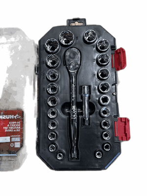 #ad #ad Husky 3 8 in. Drive Ratchet SAE Metric Standard Socket Set 24 Piece $28.95