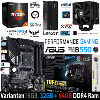 PC Bundle AMD Ryzen 7 5800X Asus Tuf Gaming B550M-Plus Wifi II mit 16, 32 + 64GB