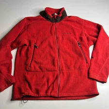 Patagonia Men’s L Red Fleece Jacket Full Zip Brown Collar Vintage Mexico