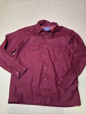 Vintage PENDLETON Red Button Up Shirt Dual Pocket Loop Collar Size Large Vtg