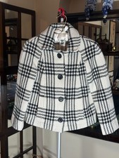 Vintage GAP Women's Plaid Wool Blazer Career Preppy Boxy-Crop Jacket Size S