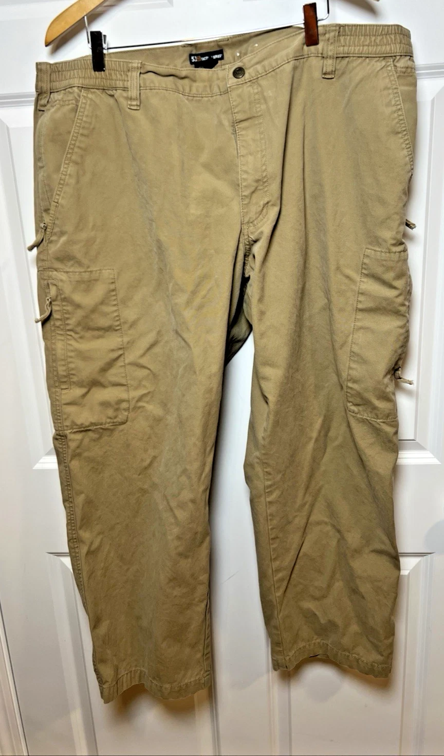 5.11 Tactical 74290 Cotton Cargo Pants 44x30 – Khaki – Elastic Waist Zip Pockets