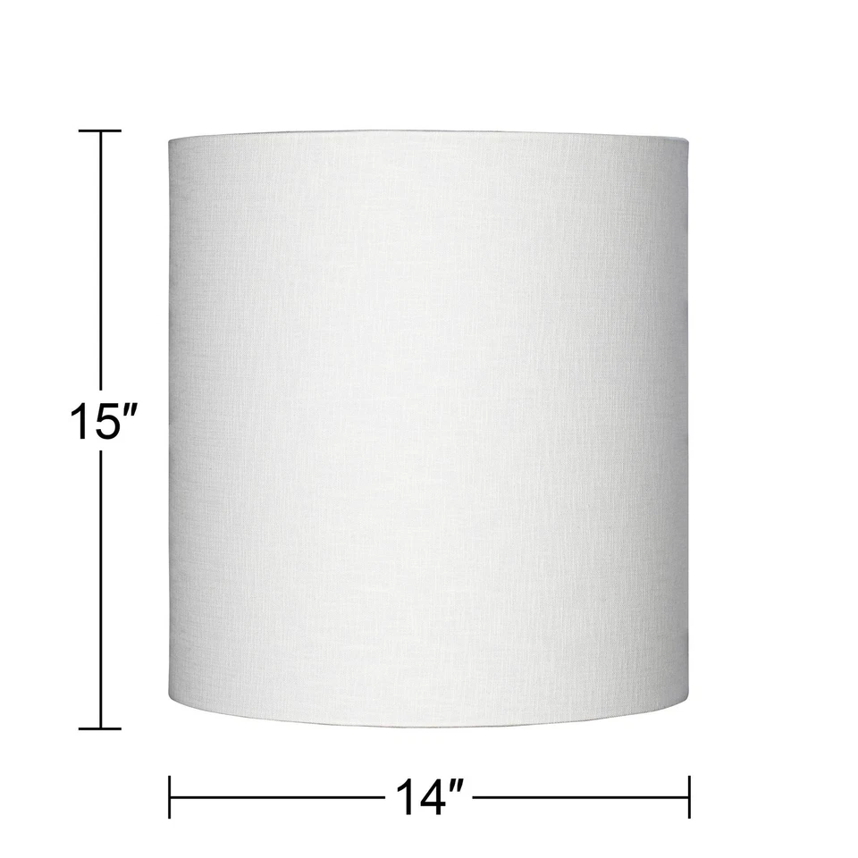 White Tall Linen Medium Drum Shade 14" Wide x 15" High (Spider) Replacement - Image 4 of 4