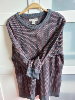 Munsingwear Herren Strickpullover Langarm geometrisch grauschwarz dunkelrot XL
