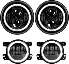 LX-LIGHT 7in LED Headlights 4in Fog Lights Jeep JK