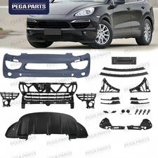 Complete Front Bumper Cover Grill Valance Trim Kit Fit 2011-2014 Porsche Cayenne