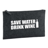 Kulturbeutel Save Water Drink Wine Weinflasche Geschenkidee Save Water Drink Win